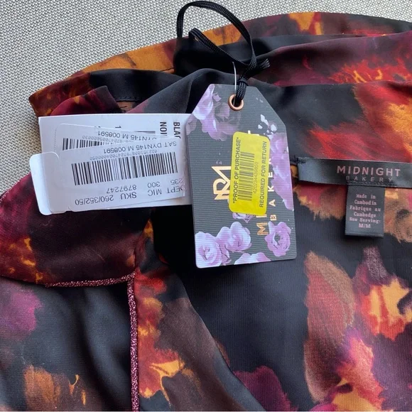 NWT Midnight Bakery Dylan Floral Print Satin Pajamas - Picture 8 of 10